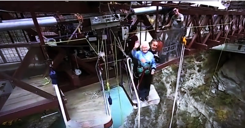 brave grandma bungy jump